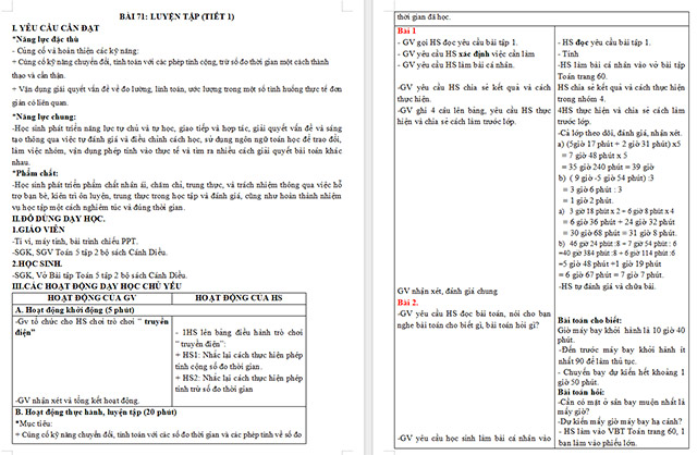Giáo án Toán 5 Luyện tập