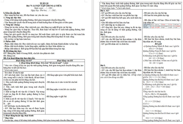 Giáo án Toán 5 Luyện tập