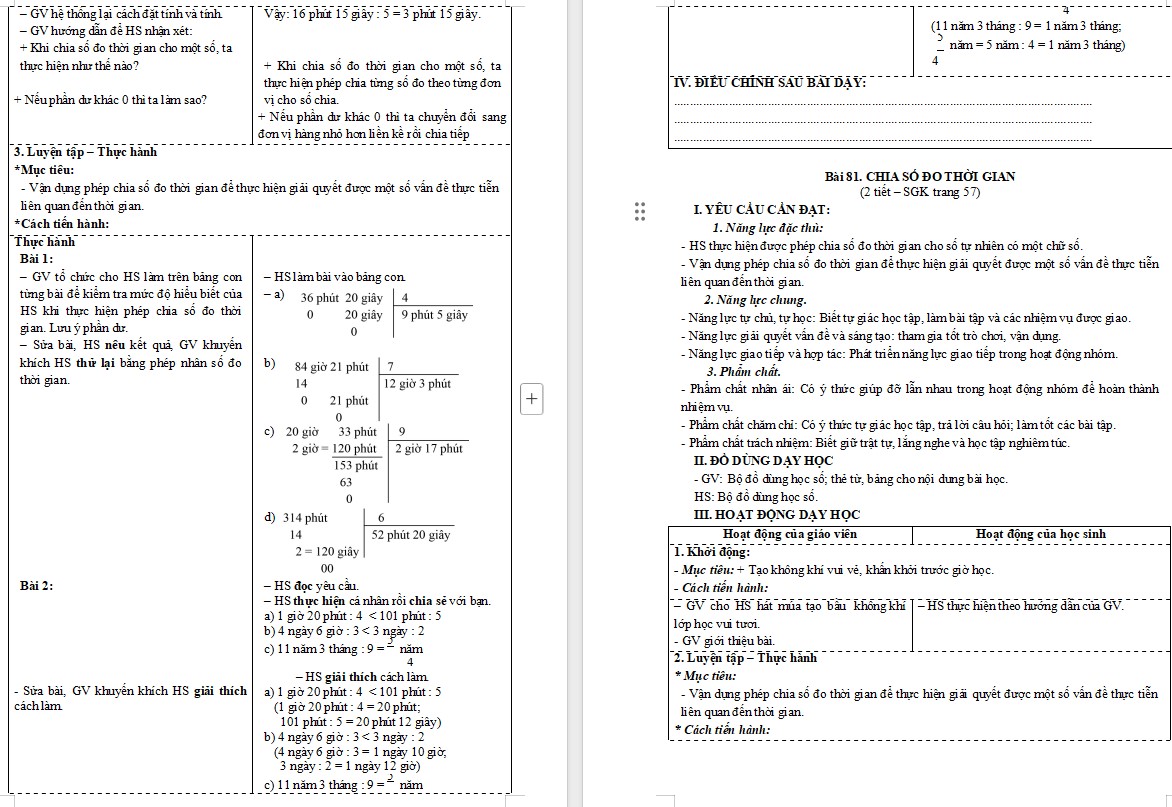 Giáo án Toán 5 Bài 81 file word