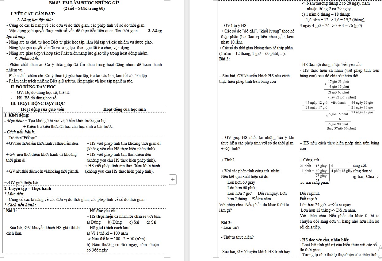 Giáo án Toán 5 Bài 82 file word