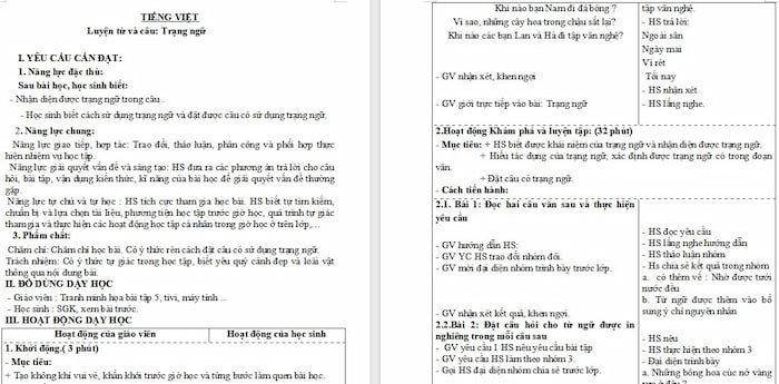 Giáo án Tiếng Việt 4: Trạng ngữ