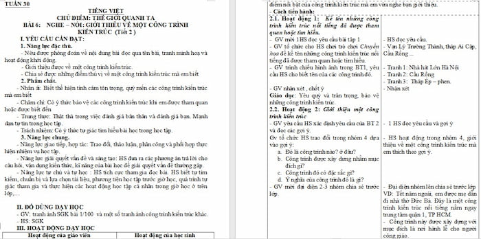 Giáo án Tiếng Việt 4: Giới thiệu về một công trình kiến trúc