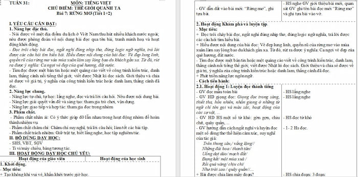 Giáo án Tiếng Việt 4: Rừng mơ