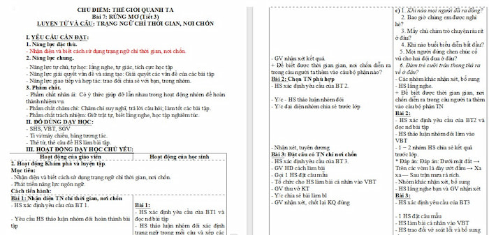 Giáo án Tiếng Việt 4: Trạng ngữ chỉ thời gian, nơi chốn
