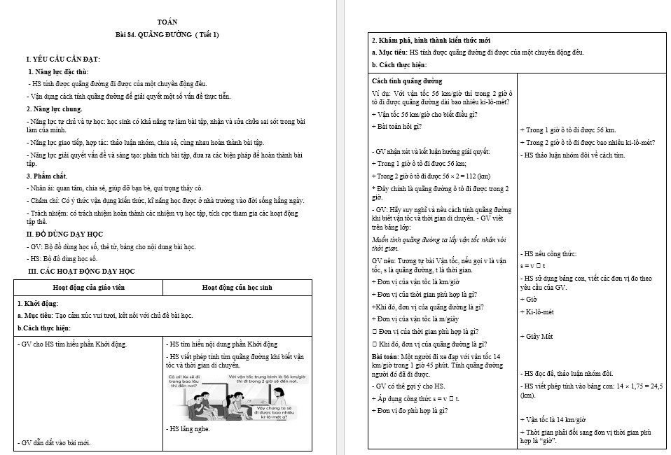 Giáo án Toán 5 Bài 84 file word