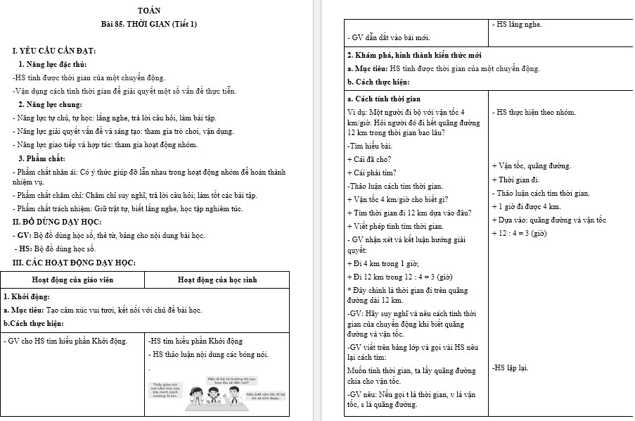 Giáo án Toán 5 Bài 85 file word