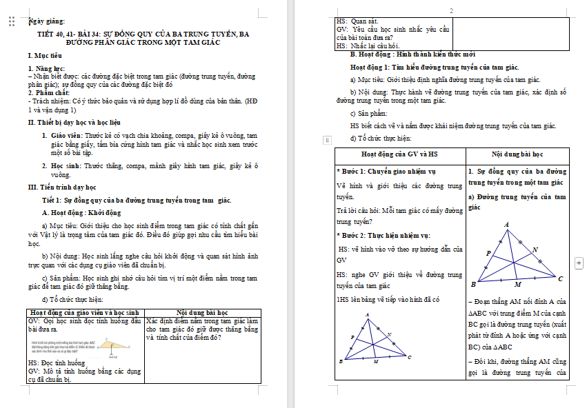 Giáo án Toán 7 Bài 34 Kết nối tri thức 