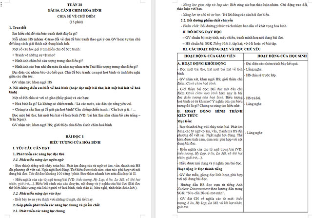 Giáo án Tiếng Việt 5 Biểu tượng của hoà bình