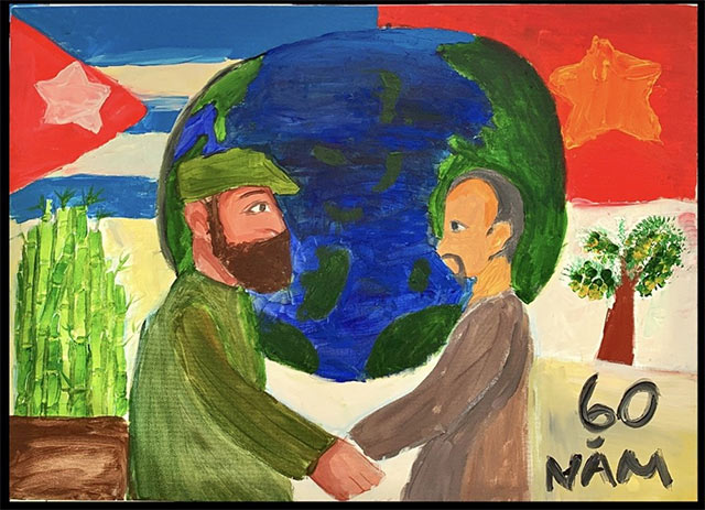 Mẫu tranh vẽ Thiếu nhi Việt Nam - Cuba