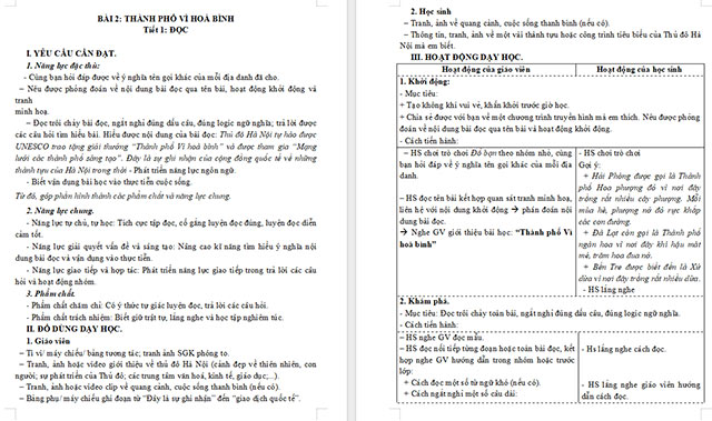 Giáo án Tiếng Việt 5 Thành phố Vì hoà bình