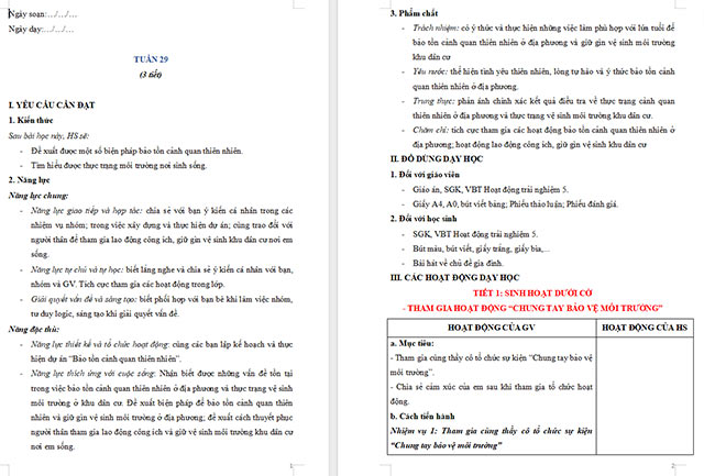 Giáo án Hoạt động trải nghiệm 5 Tuần 29