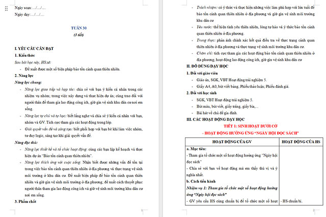 Giáo án Hoạt động trải nghiệm 5 Tuần 30