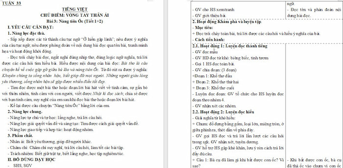 Giáo án Tiếng Việt 4: Nàng tiên Ốc