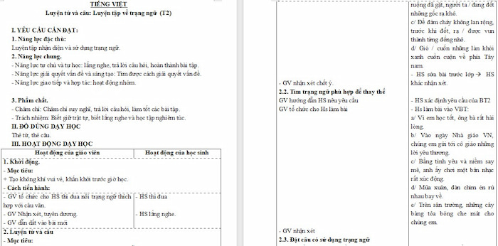 Giáo án Tiếng Việt 4: Luyện tập về trạng ngữ