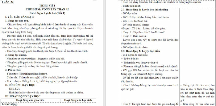 Giáo án Tiếng Việt 4: Nghe hạt dẻ hát