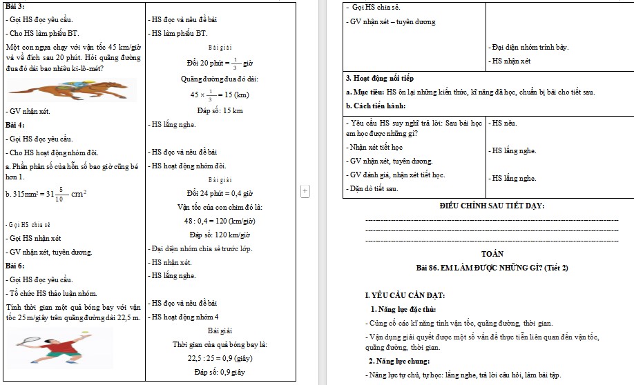 Giáo án Toán 5 Bài 86 file word