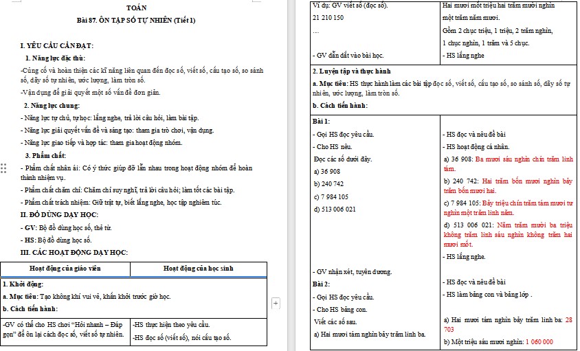 Giáo án Toán 5 Bài 87 file word