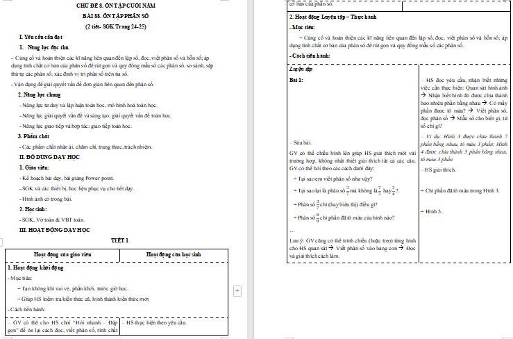 Giáo án Toán 5 Bài 88 file word