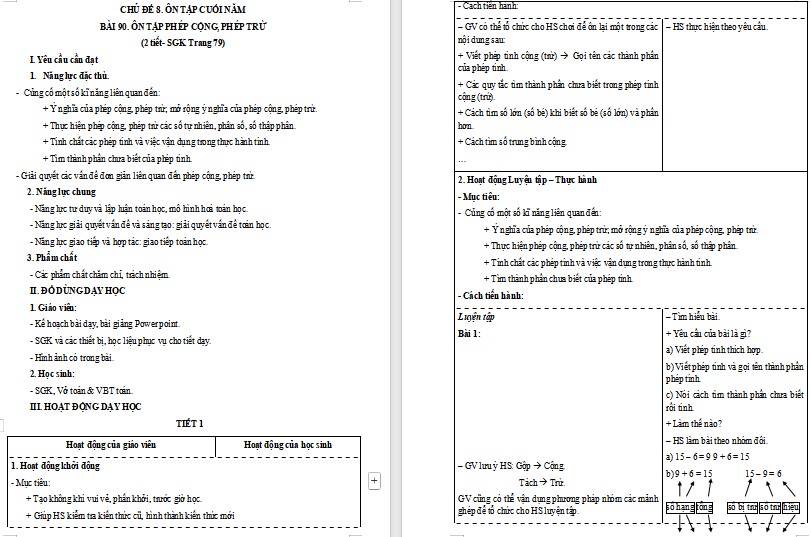 Giáo án Toán 5 Bài 90 file word