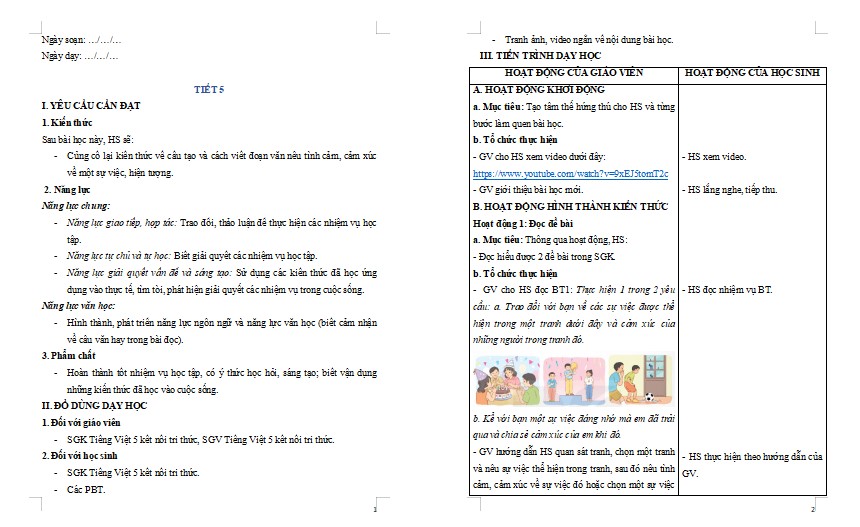 Giáo án Tiếng Việt lớp 5 Bài Ôn tập giữa học kì II (Tiết 1 + 2)