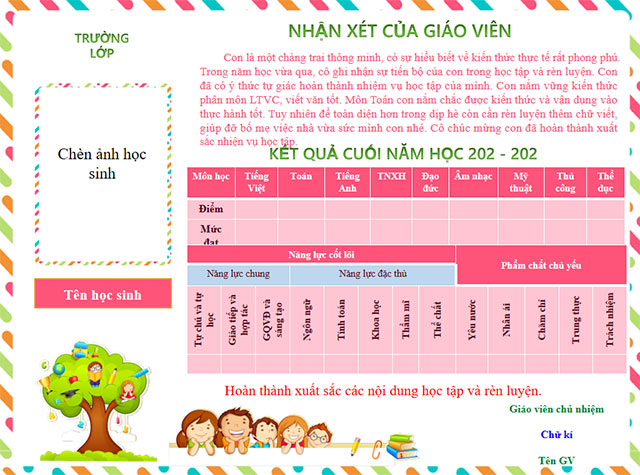 PowerPoint nhận xét học sinh