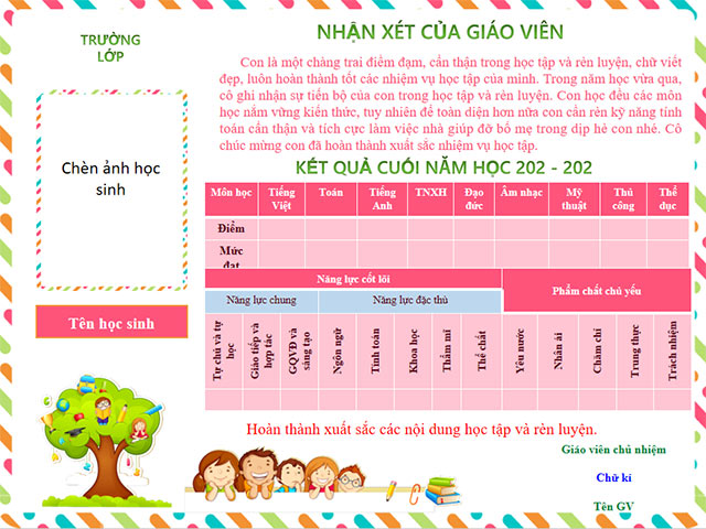 PowerPoint nhận xét học sinh
