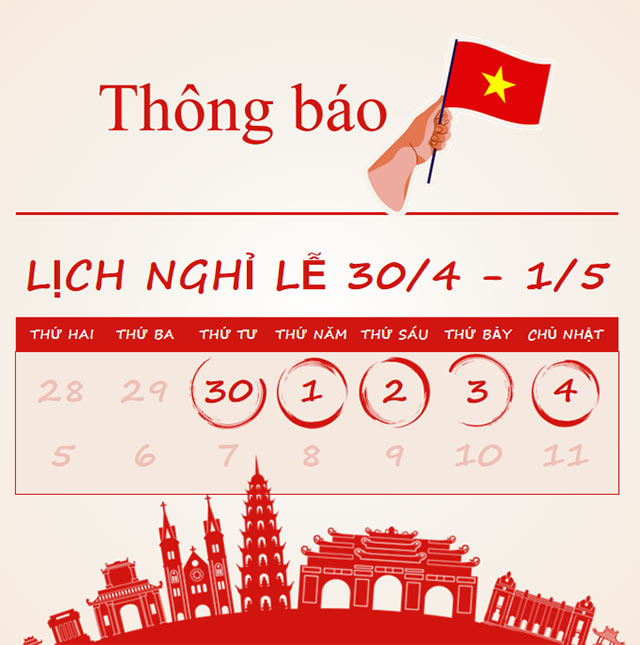 PowerPoint thông báo nghỉ lễ 30/4 và 1/5