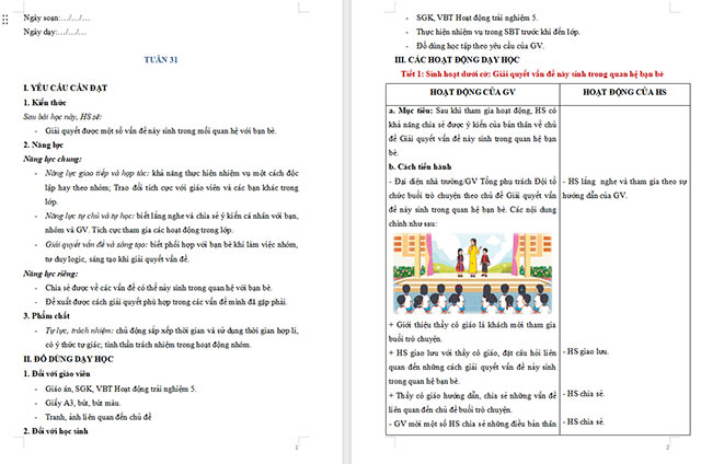 Giáo án Hoạt động trải nghiệm 5 Tuần 31