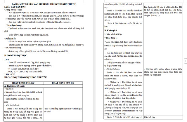 Giáo án Lịch sử - Địa lí 5 Một số nền văn minh nổi tiếng thế giới