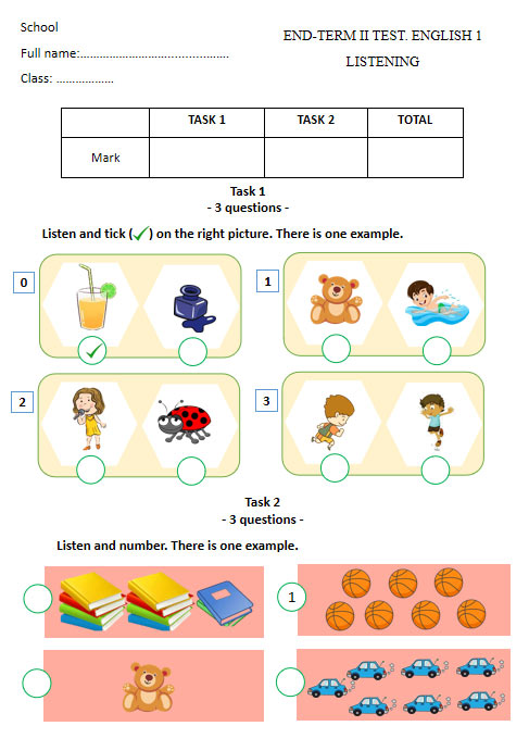 Đề thi học kì 2 môn Tiếng Anh lớp 1 sách i-Learn Smart Start