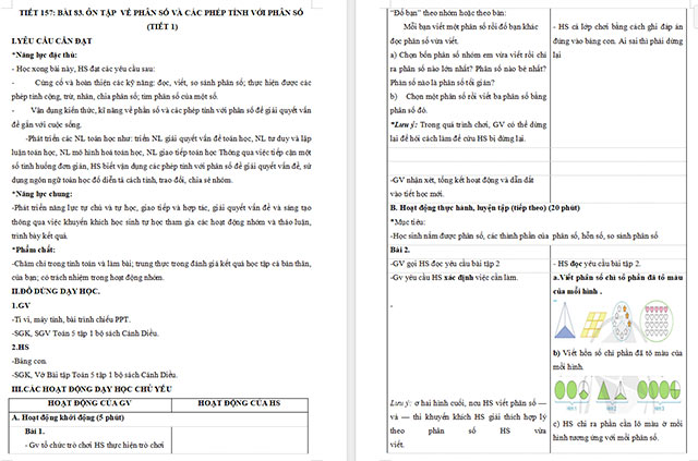 Giáo án Toán 5 Ôn tập về phân số và các phép tính với phân số