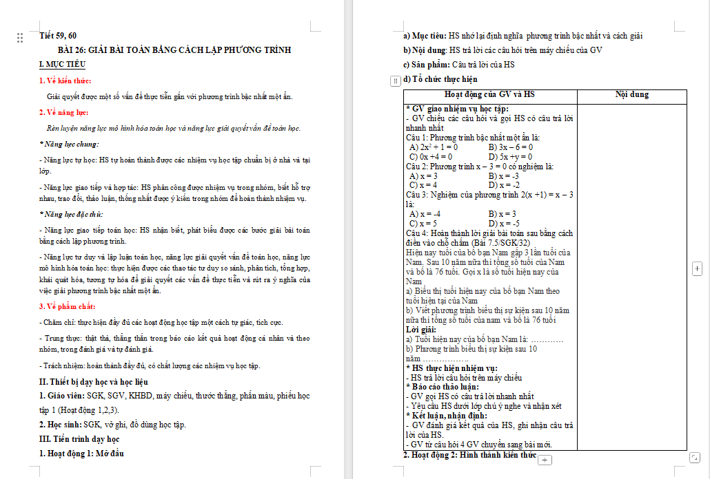 Giải bài toán bằng cách lập phương trình 