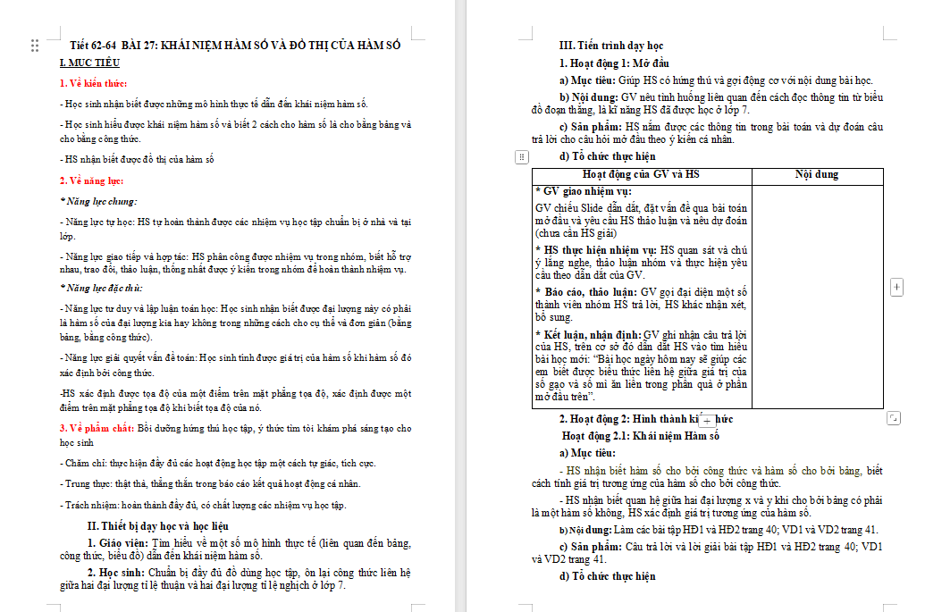 Khái niệm hàm số và đồ thị của hàm số