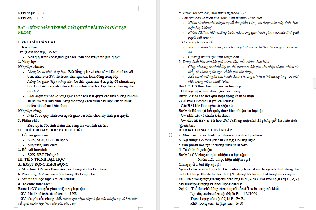 Dùng máy tính để giải quyết bài toán