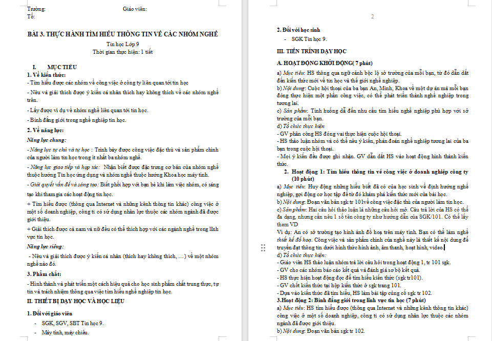 Thực hành tìm hiểu thông tin về các nhóm nghề