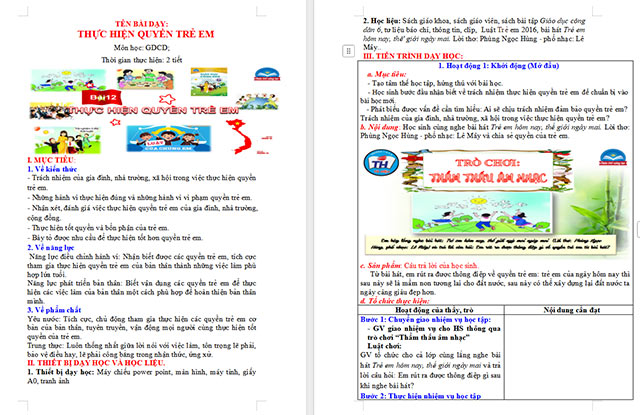 Giáo án GDCD 6 Thực hiện quyền trẻ em