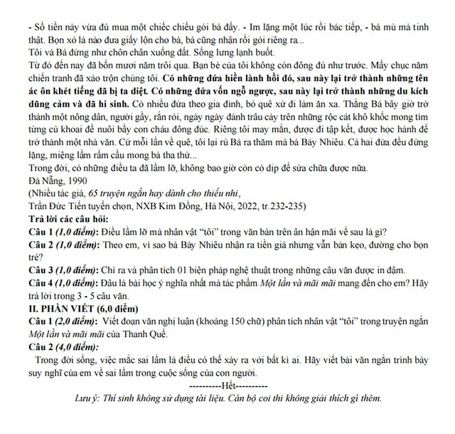 Đề thi tham khảo vào lớp 10 môn Văn THPT Chuyên Sư Phạm