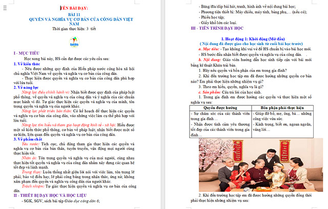 Giáo án GDCD 6 Quyền và nghĩa vụ cơ bản của công dân