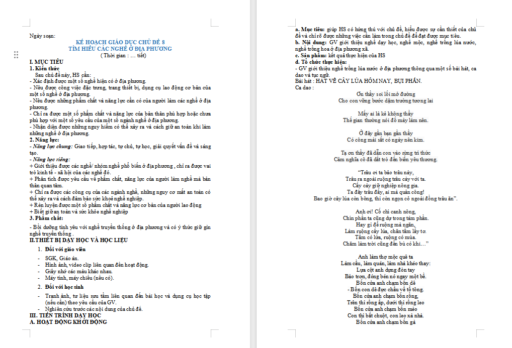 Tìm hiểu các nghề ở địa phương