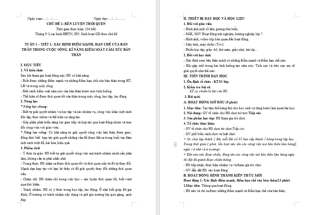 PowerPoint Hoạt động trải nghiệm 7 Chân trời sáng tạo Chủ đề 1 