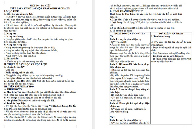 Giáo án Văn 6 Bài 1:Viết bài văn kể lại một trải nghiệm của em