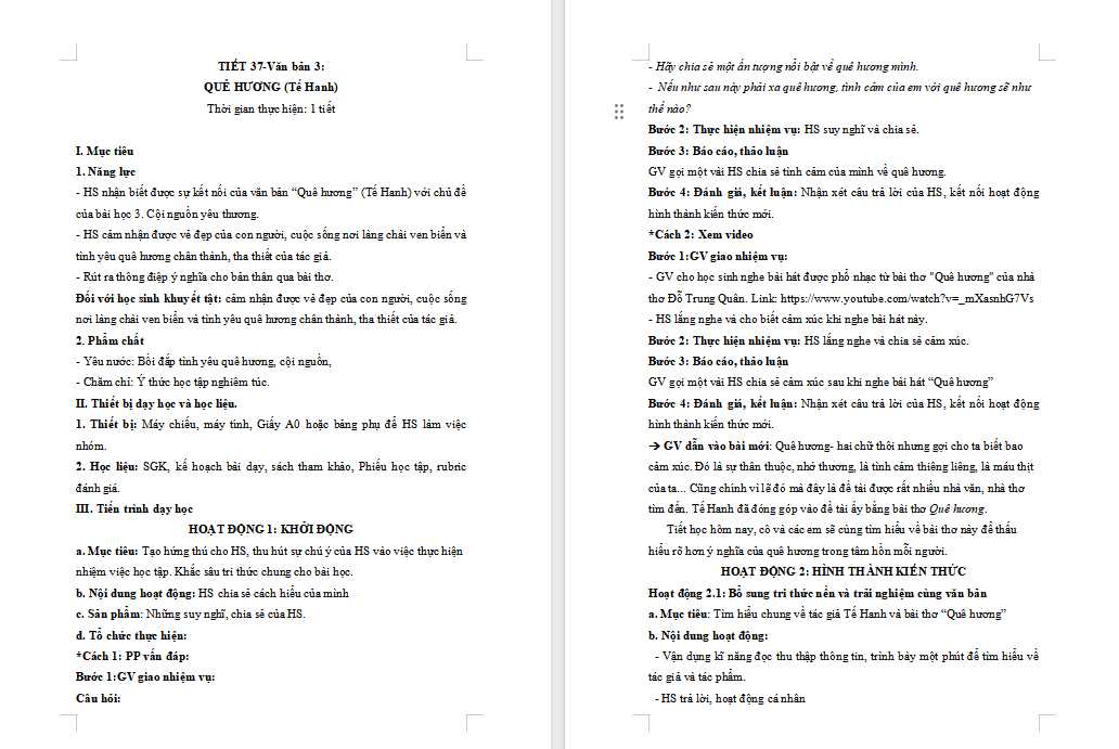 Ngữ văn 7 Bài 3 Quê hương