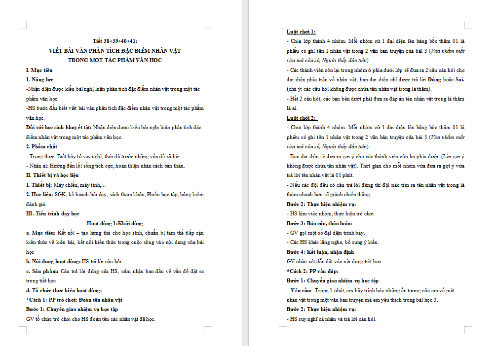 Viết bài văn phân tích đặc điểm nhân vật 
