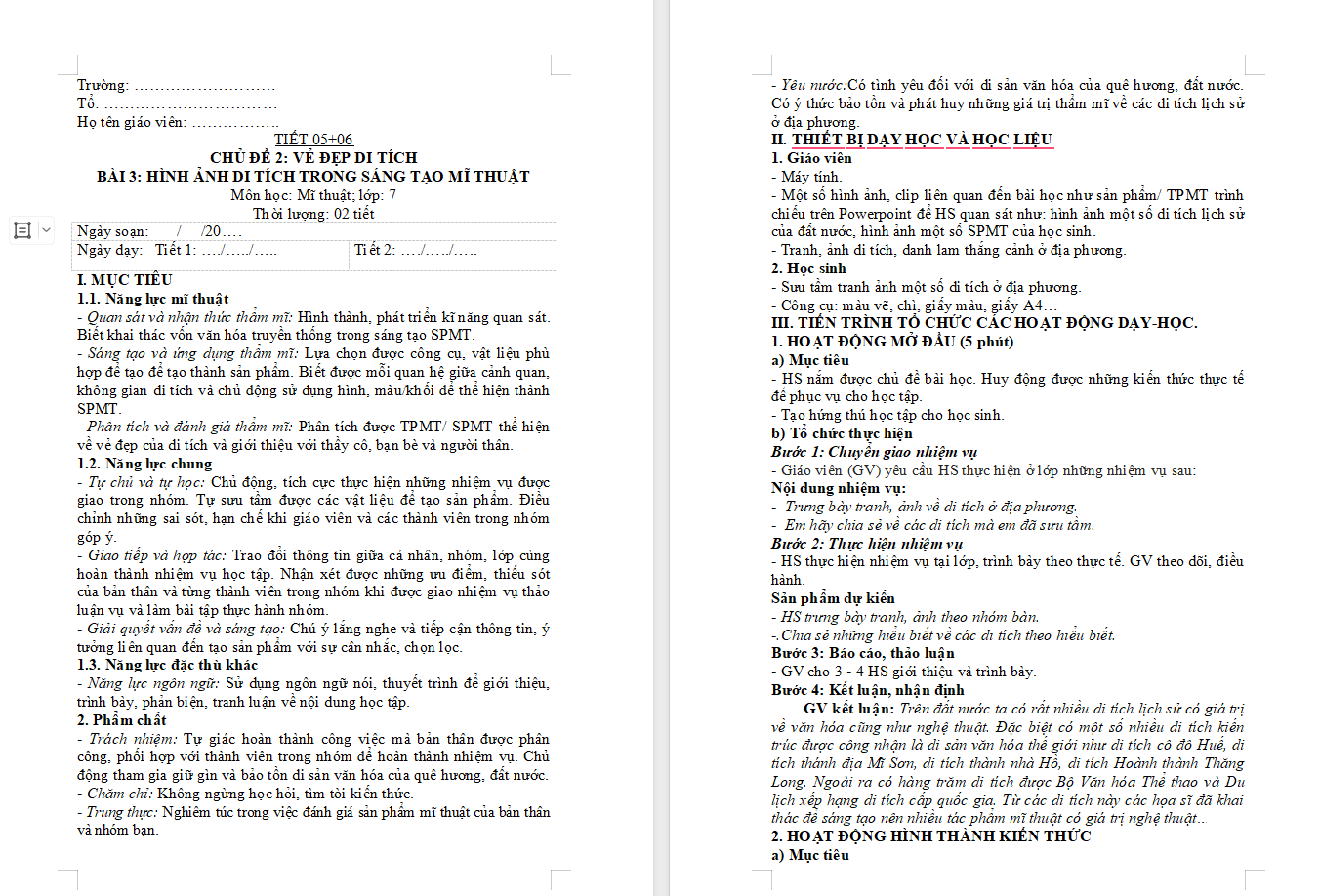 Hình ảnh di tích trong sáng tạo mĩ thuật