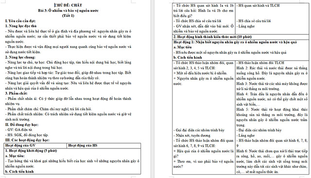 Giáo án Khoa học 4 Ô nhiễm và bảo vệ nguồn nước