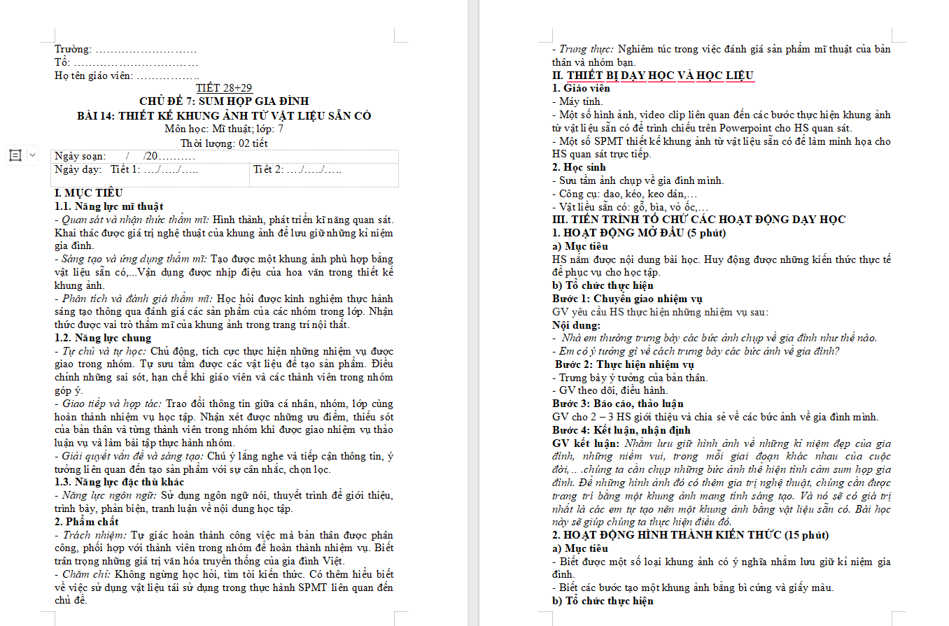 hiết kế khung ảnh từ vật liệu sẵn có