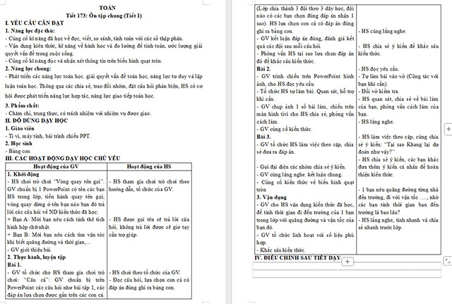 Giáo án Toán 5 Ôn tập chung