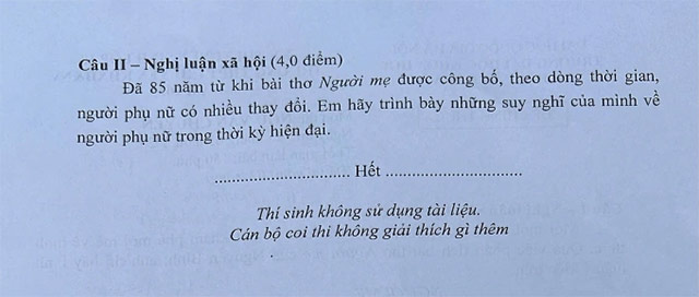 Đề Văn thi lớp 10 chuyên Khoa học Xã hội và Nhân văn năm 2025