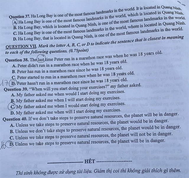 Đề thi vào lớp 10 môn Tiếng Anh năm 2025 - 2026 Lai Châu