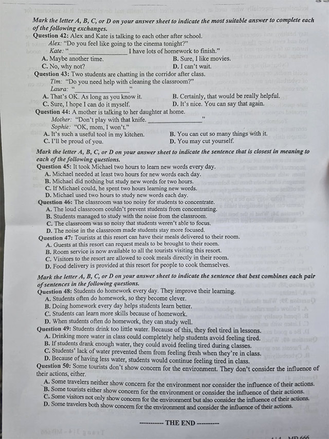 Đề thi vào 10 chuyên Khoa học Xã hội và Nhân văn môn Tiếng Anh 2025